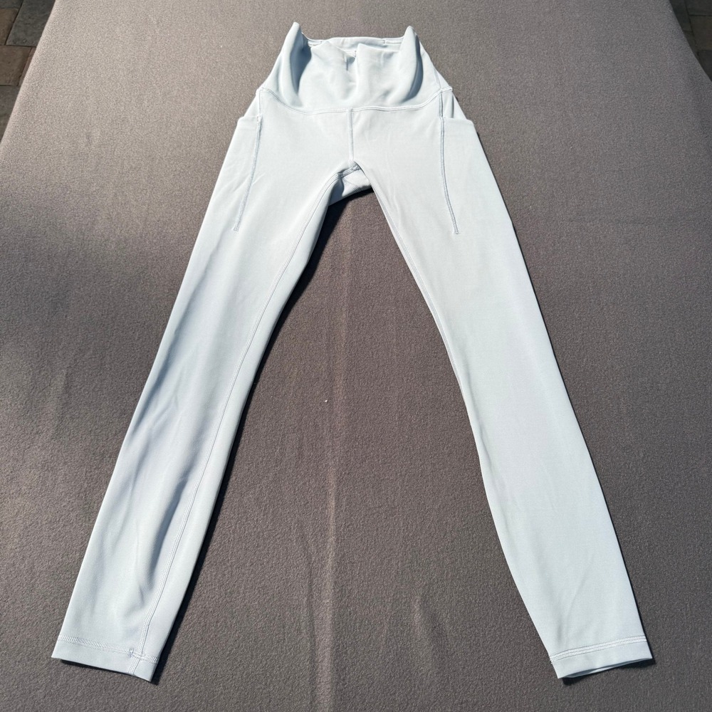 lululemon Wunder Train High Rise Tight with Pockets Light Blue Size 2 25 Inseam